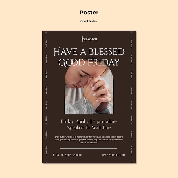 PSD gratuito modello di poster del venerdì santo