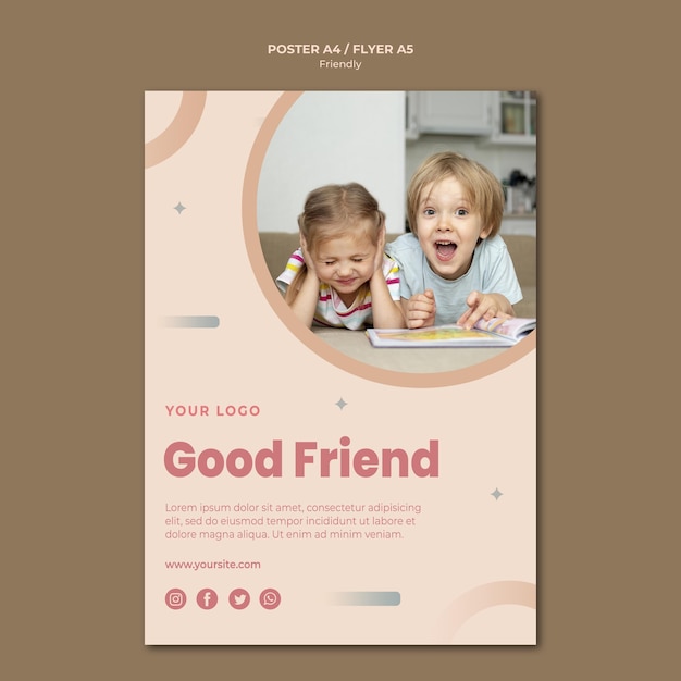 Бесплатный PSD Шаблон для печати флаера хорошего друга