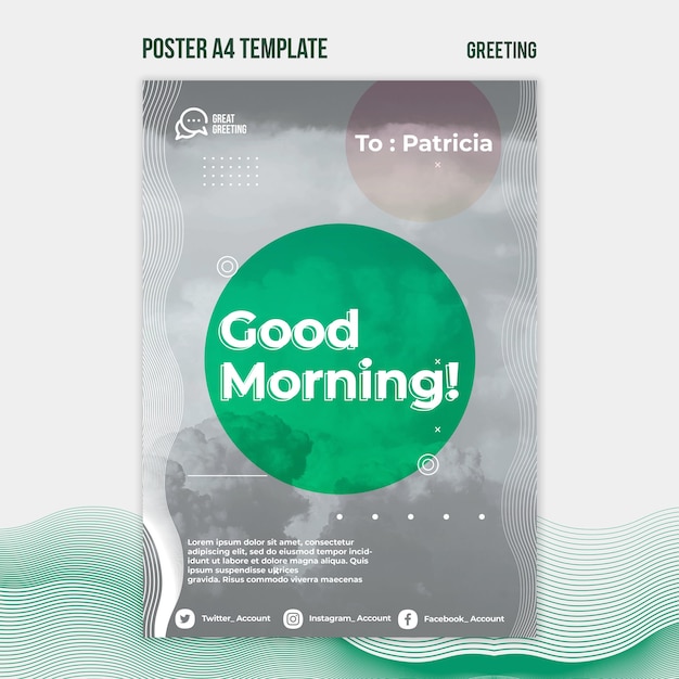 PSD gratuito buongiorno messaggio poster modello