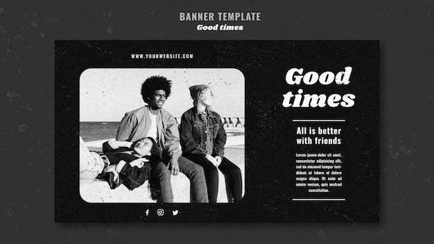 Free PSD good times friends at the beach banner