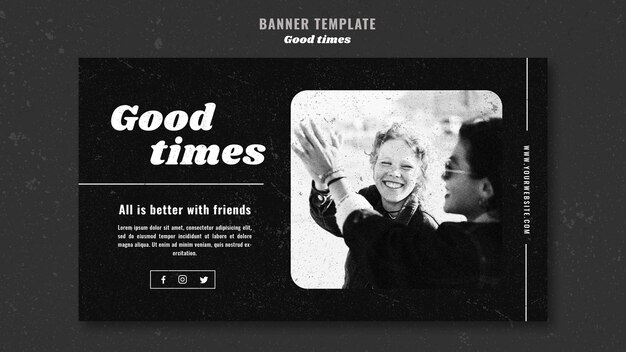 Good times happy friends laughing banner