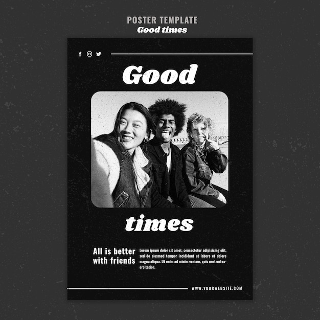 Good times with friends poster template – Free PSD Download