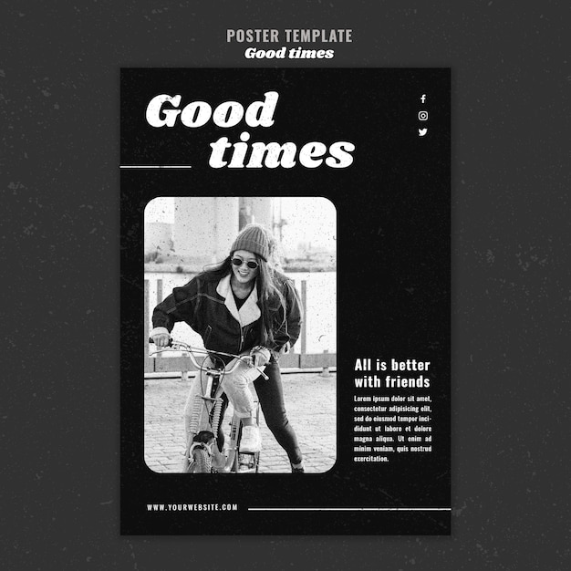 Good times woman riding a bicycle poster