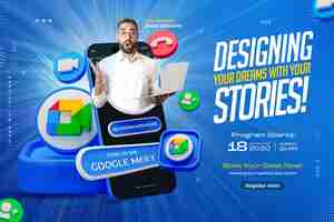 Free PSD google meet social media marketing banner for business promotion design template