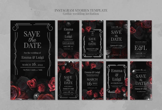 Gothic wedding invitation instagram stories