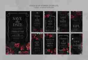 Free PSD gothic wedding invitation instagram stories