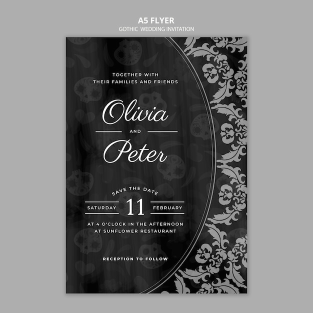 Gothic wedding invitation template