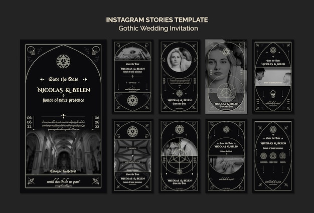 Gothic wedding invitation template