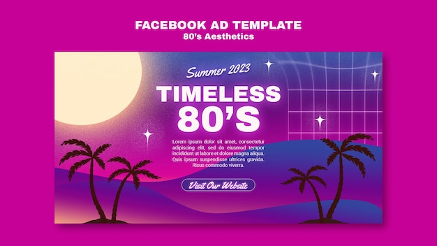 Free PSD gradient 80's aesthetics party template