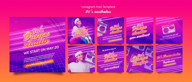 Free PSD gradient 80's aesthetics template