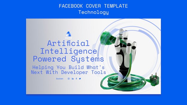 Шаблон обложки facebook градиентной технологии ai