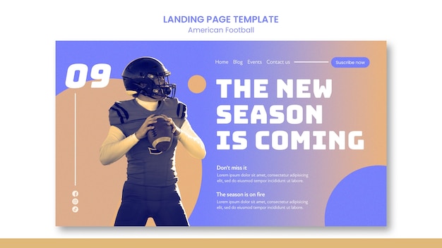 Free PSD gradient american football landing page