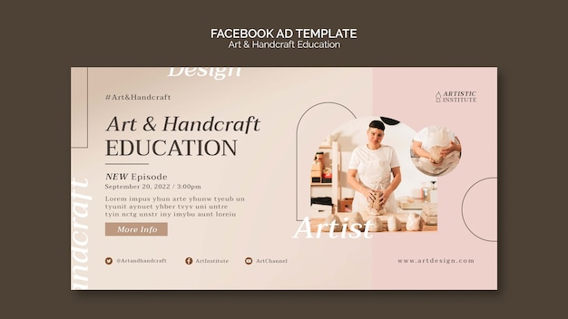 Free PSD gradient art and handcraft education facebook template