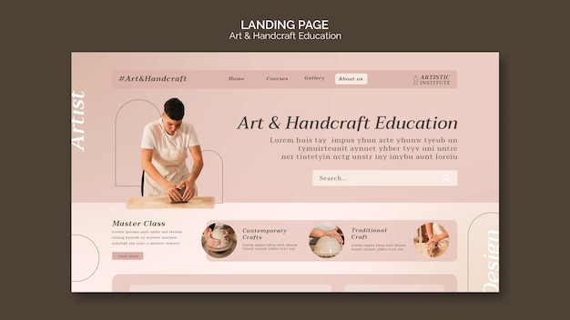 Gradient art and handcraft education web template