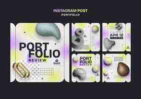 PSD gratuito post di instagram del portfolio della scuola d'arte gradient