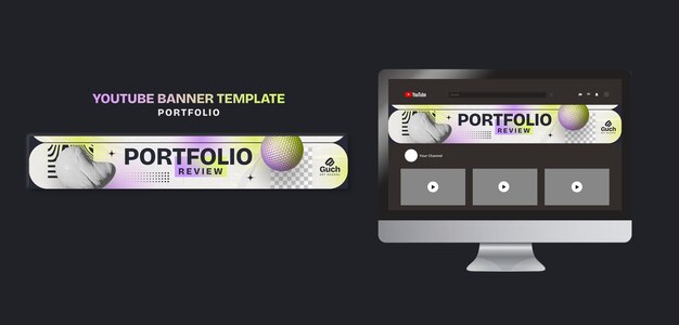 Free PSD gradient art school portfolio youtube banner