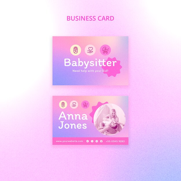 gradient babysitter job business card