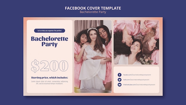 Free PSD gradient bachelorette party facebook cover template