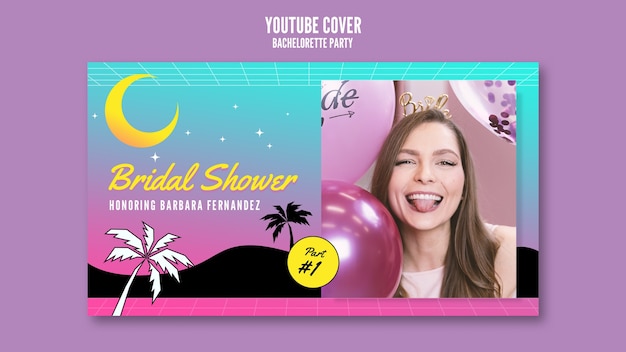 Gradient bachelorette party youtube cover template with beach theme