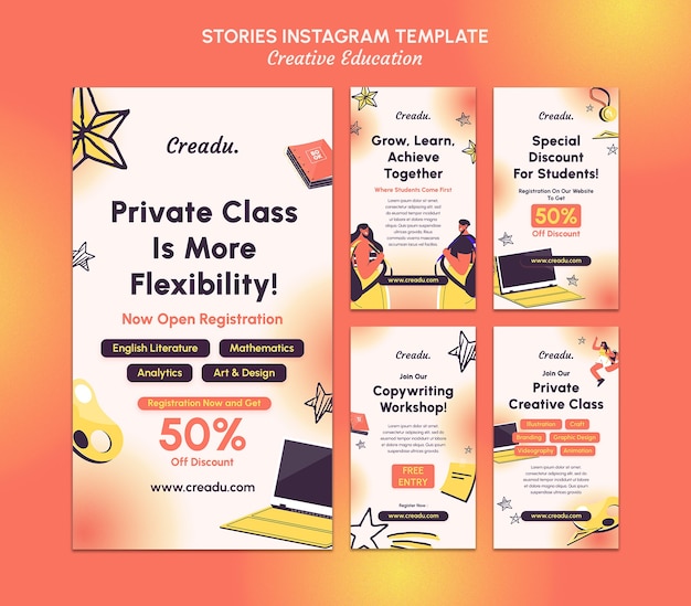 Free PSD gradient back to school instagram stories template