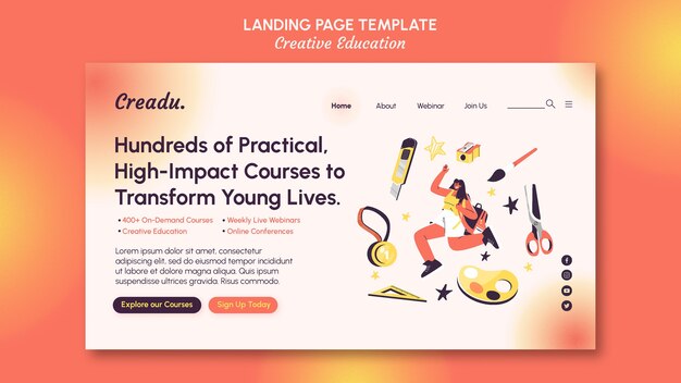 Gradient back to school landing page template