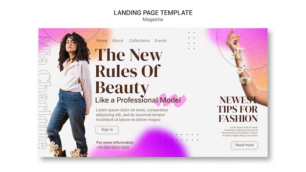 Free PSD gradient beauty magazine landing page template