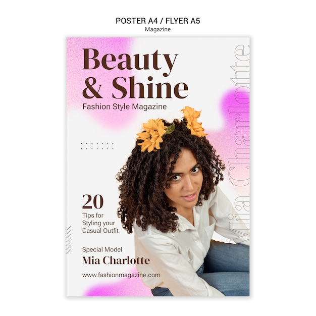 Free PSD gradient beauty magazine poster template