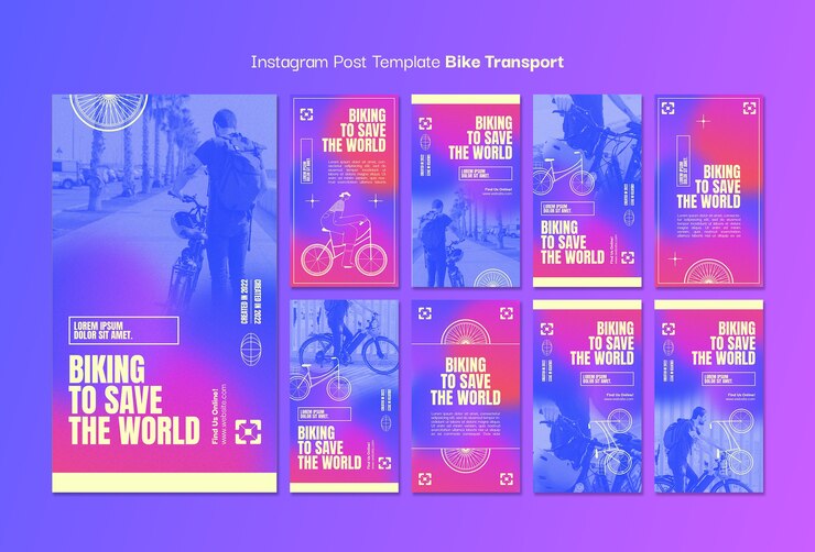 Free PSD gradient bike transport instagram stories