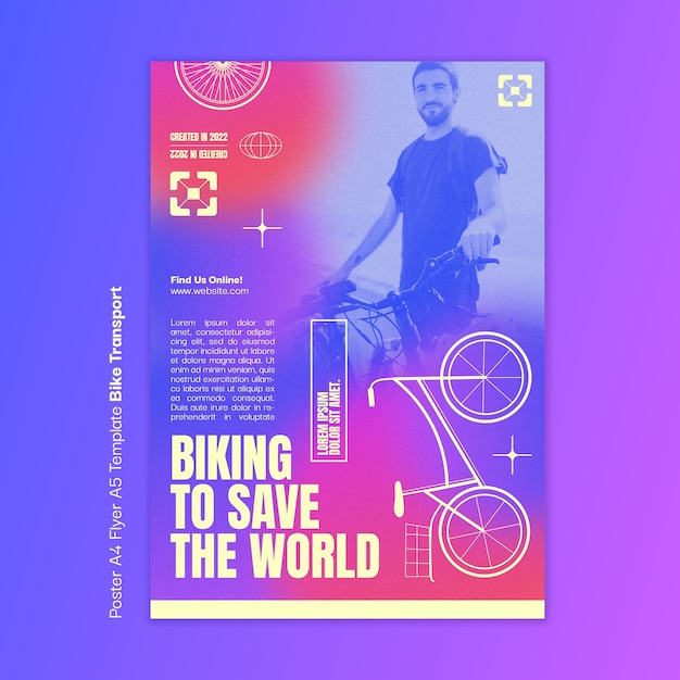 Free PSD gradient bike transport poster template