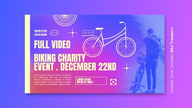 Free PSD gradient bike transport youtube cover template