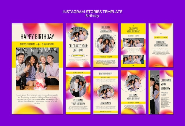 Gradient birthday celebration instagram stories