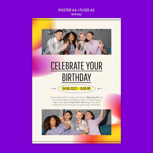 gradient birthday celebration poster template