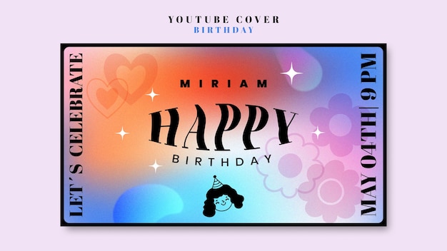 Free PSD gradient birthday celebration youtube cover