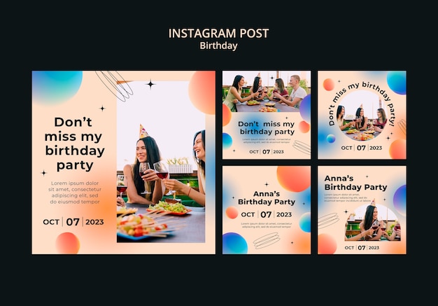 Free PSD gradient birthday template design