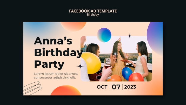 PSD gratuito design del modello di compleanno sfumato