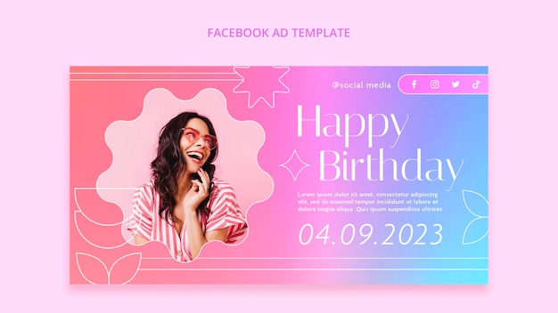 無料PSD グラデーション誕生日テンプレート