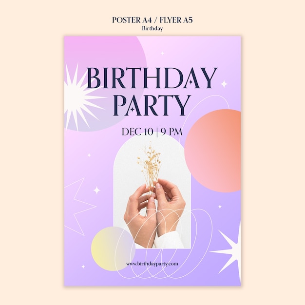 無料PSD グラデーション誕生日テンプレート