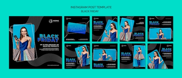 Free PSD gradient black friday instagram posts template