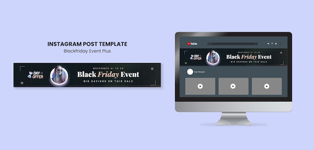 Free PSD gradient black friday promotion youtube banner