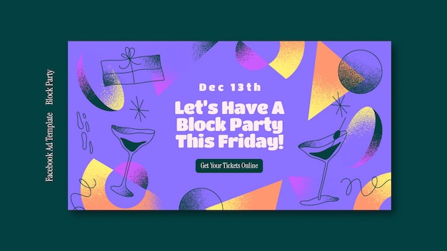 Бесплатный PSD Шаблон фейсбука gradient block party