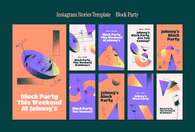 PSD gratuito storie instagram di gradient block party