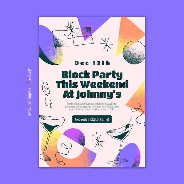 Free PSD gradient block party invitation template