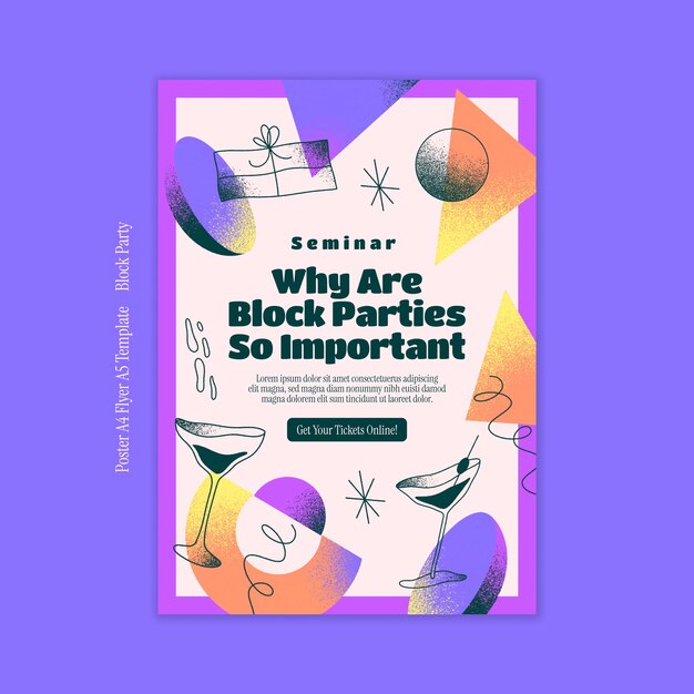 gradient block party poster template