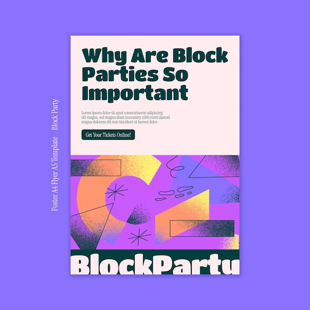 Gradient block party poster template