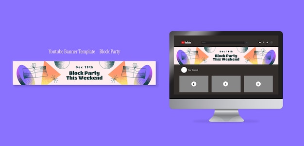 Free PSD gradient block party youtube banner