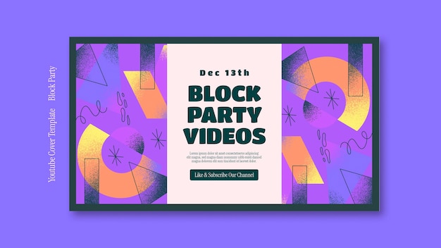 無料PSD グレディエント・ブロック・パーティーのyoutubeカバー