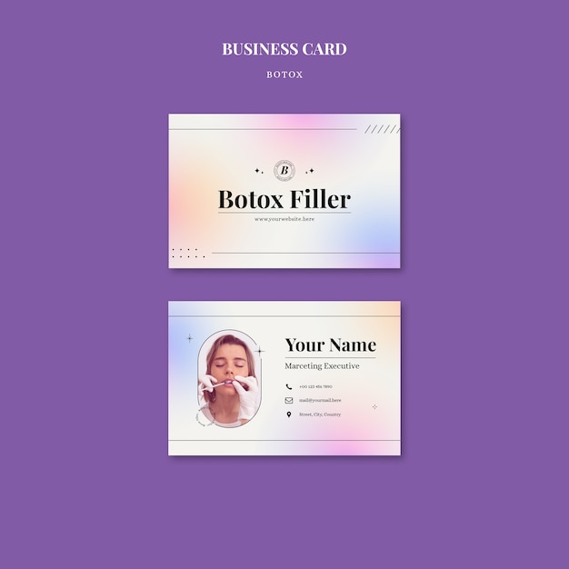 Gradient botox filler business card template