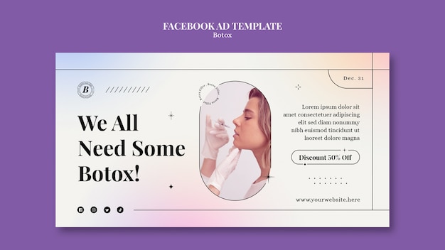 Free PSD gradient botox filler facebook template