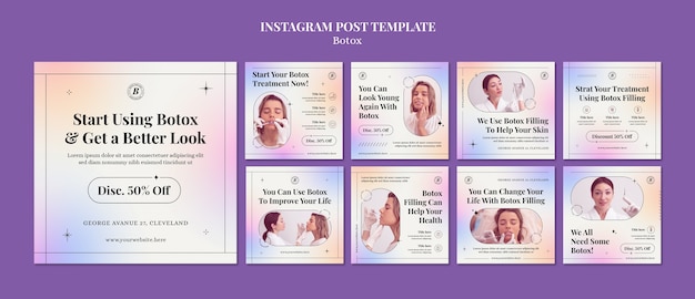 Free PSD gradient botox filler instagram posts