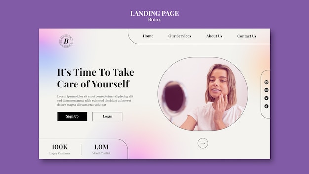 Free PSD gradient botox filler landing page template